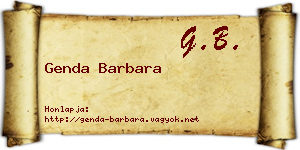 Genda Barbara névjegykártya